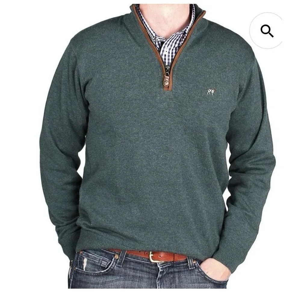 Southern Point Co. Sweater Men's Medium Green Hayward 1/4 Zip Pullover Preppy